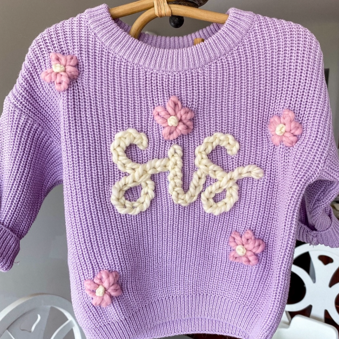 Custom Lilac Embroidered Sweater (oversized fit)