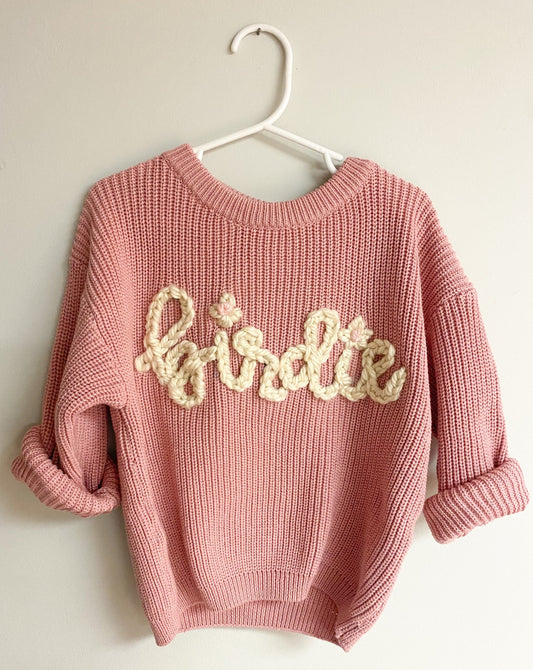 Custom Rose Embroidered Sweater (oversized fit)