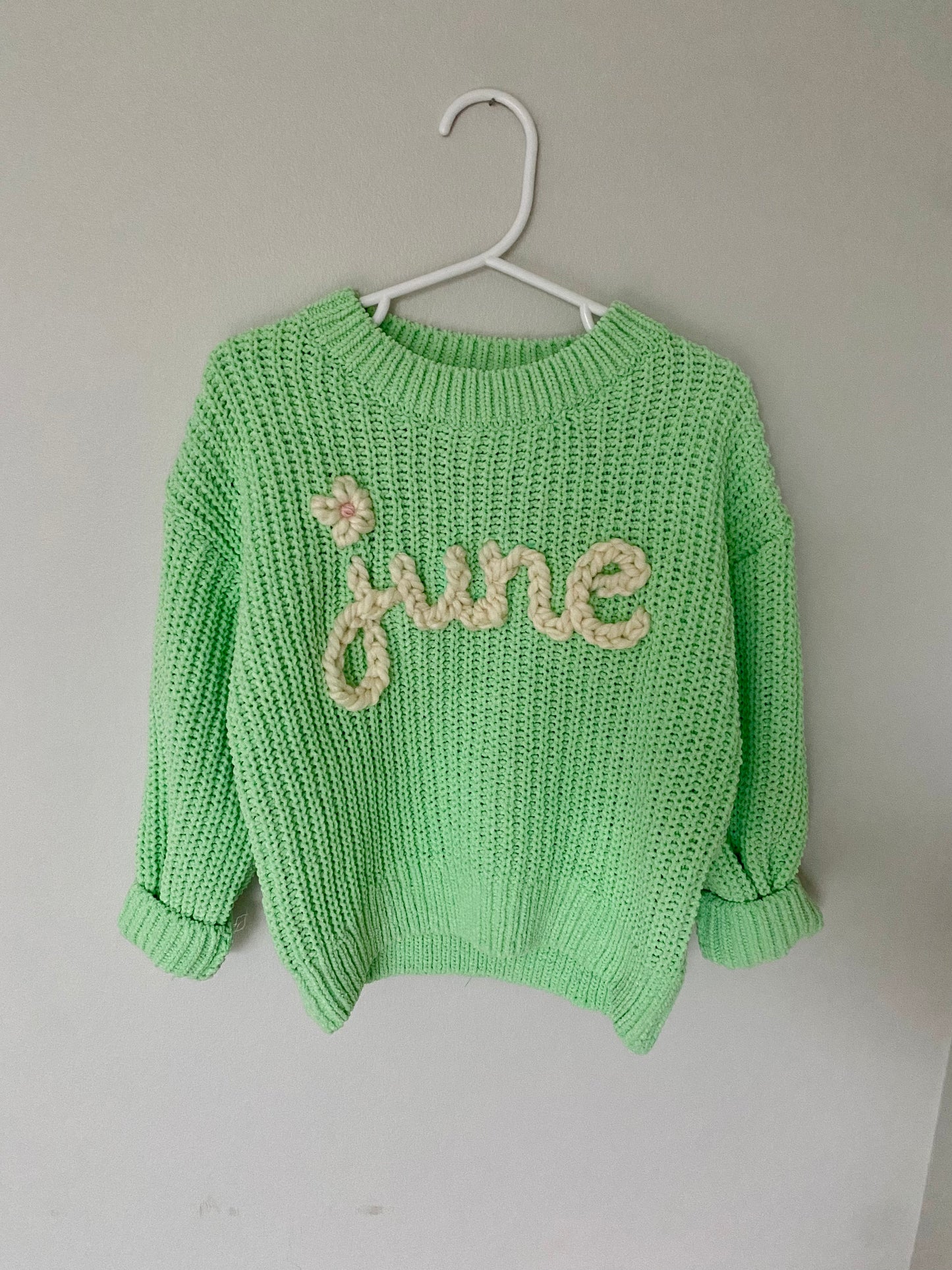 Custom Lime Embroidered Sweater (true to size)