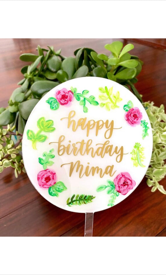 Customizable Floral Cake Topper